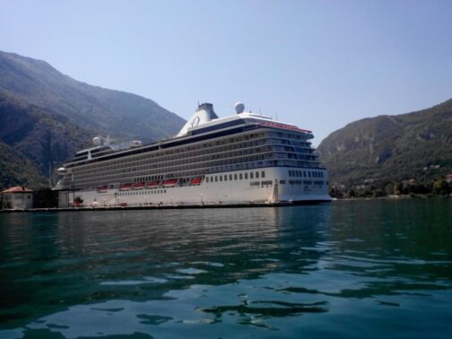 Cruise ship near the city of Kotor