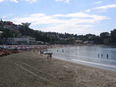 Evening Ulcinj the main beach of the city