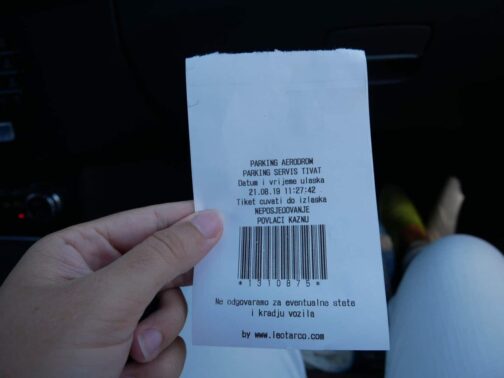 Parking ticket at Tivat airport